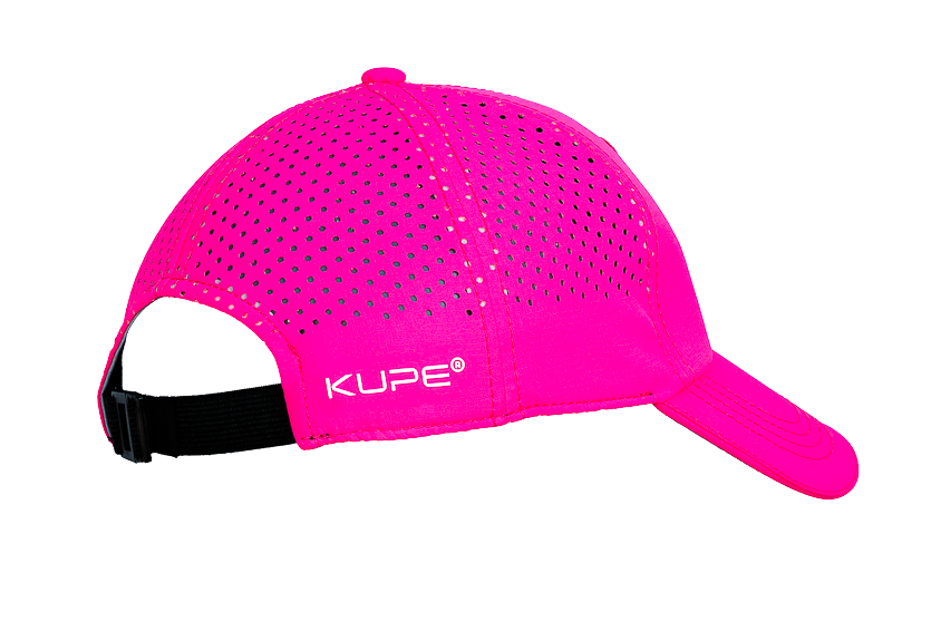Kupe Pink Cap - side profile showing the perforated panel and Kupe branding
