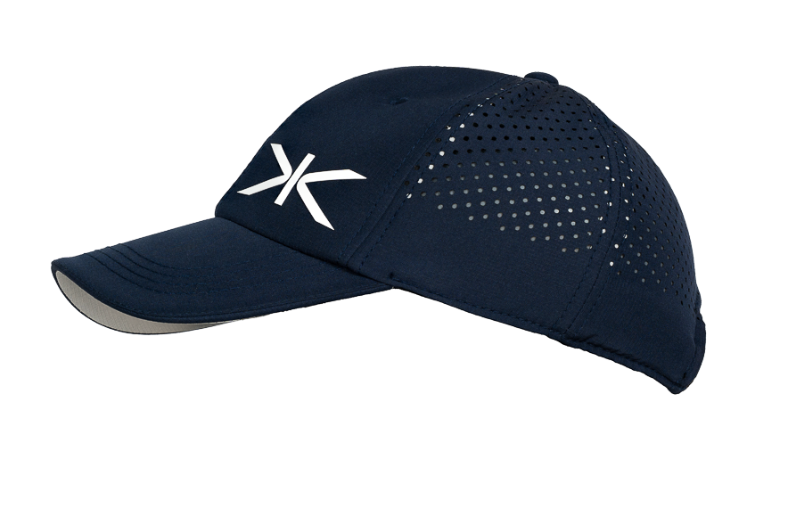 Kupe Navy Cap - rear three-quarter view of the perforated back panel