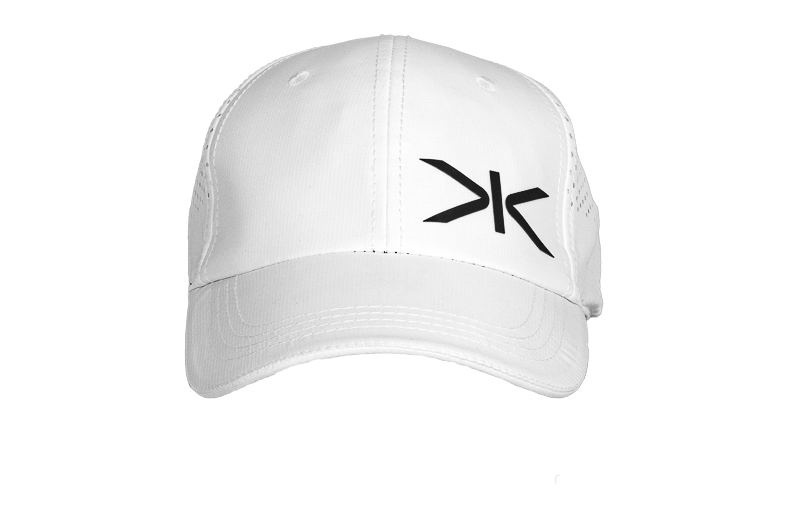 Kupe White Cap - front view showing the embroidered logo on the crown