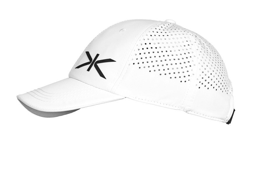 Kupe White Cap - angled view showing the perforated side panel