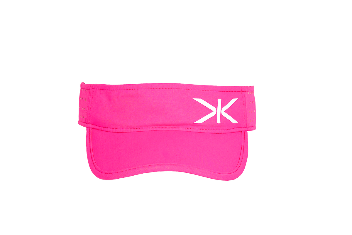 Kupe Pink Visor - front view of the sweatband with the embroidered logo