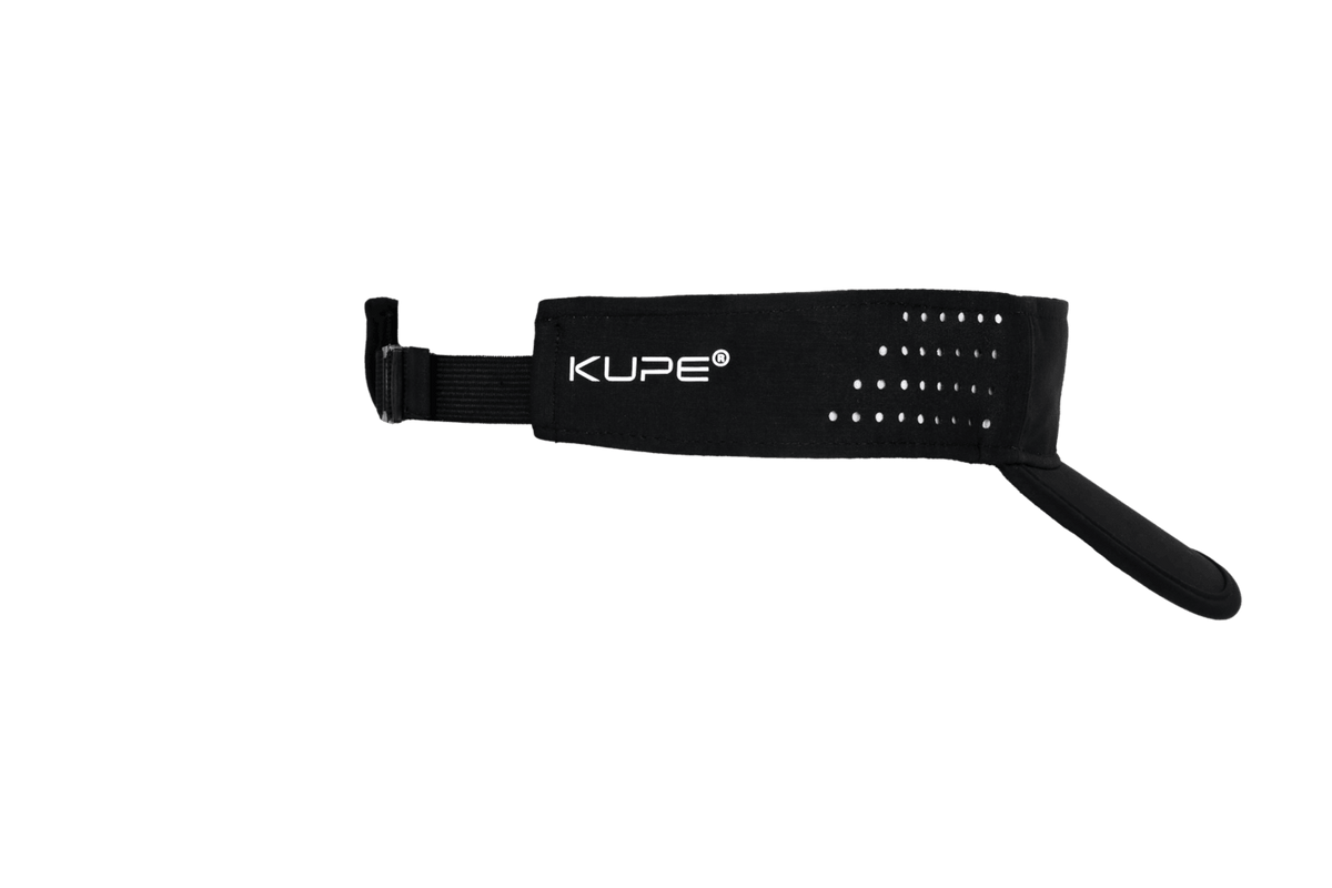 Kupe Black Visor - rear view showing the adjustable strap and Kupe branding