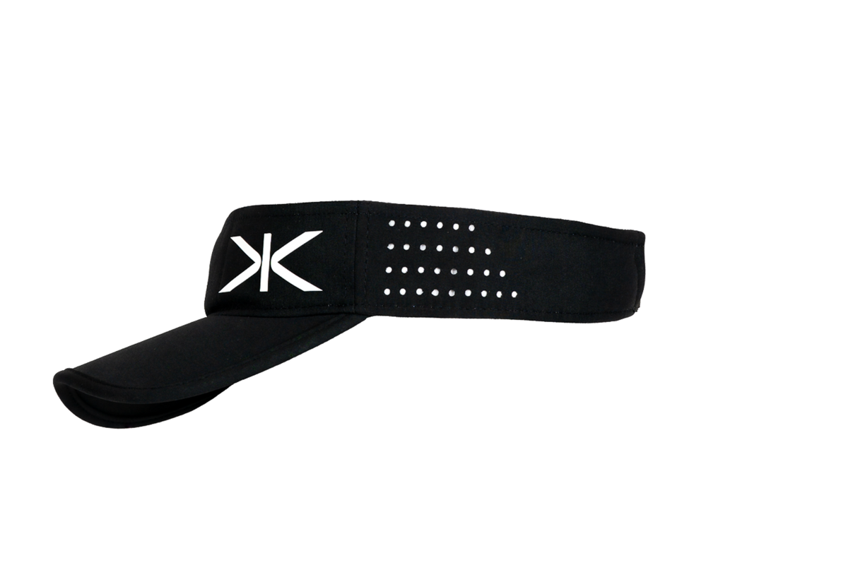 Kupe Black Visor - angled view showing the logo and the perforated peak