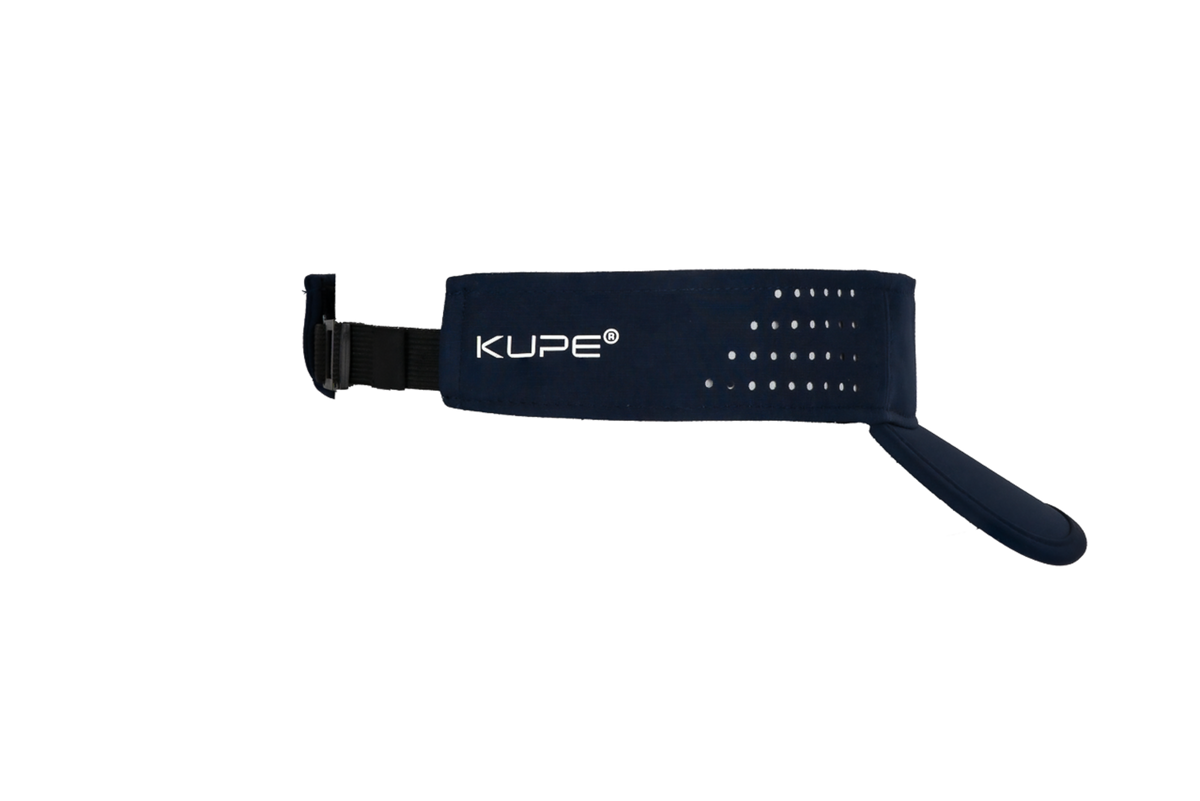 Kupe Navy Visor - rear view showing the adjustable strap and Kupe branding