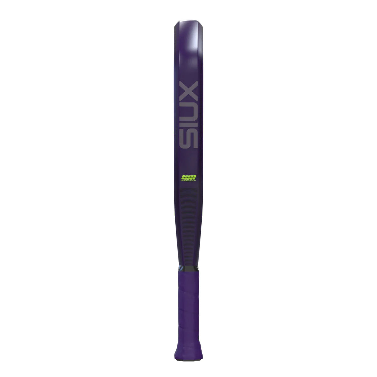 2026 Siux Fenix Pro Glow Purple padel racket - edge-on profile view