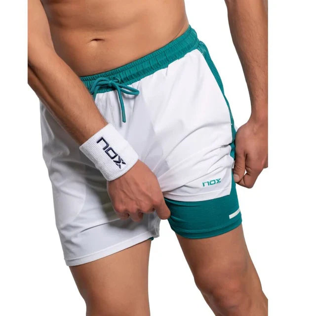 2026 Nox Pro men's padel shorts (White/Ivy Green) - ivy green inner short detail