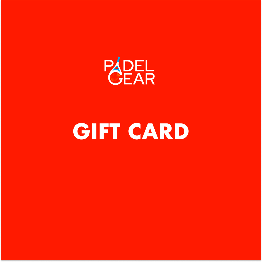 PadelGear Gift Card - red card design with the PadelGear logo and no set value