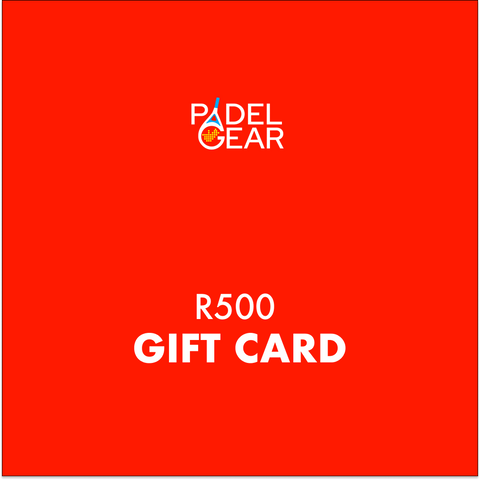 PadelGear Gift Card - red R500 card design with the PadelGear logo