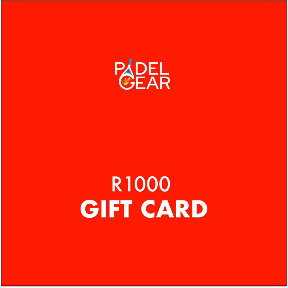 PadelGear Gift Card - red R1000 card design with the PadelGear logo
