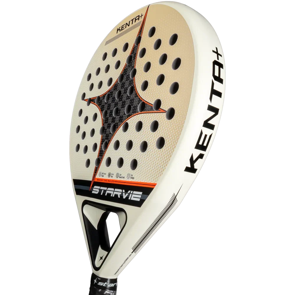 StarVie Kenta + padel racket - angled textured playing-surface view