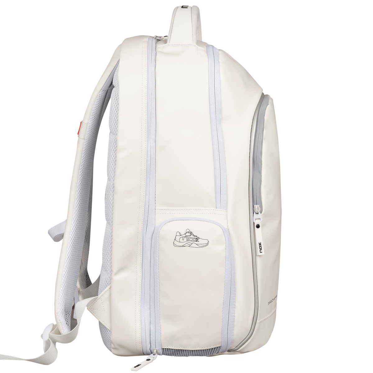 Nox Pro Series White Backpack - angled three-quarter view