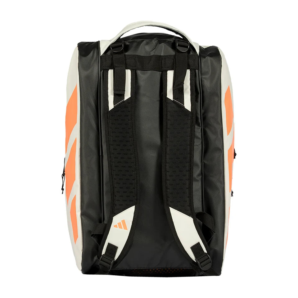 2026 Adidas Multigame Racket Bag Off White - rear view showing the harness detail