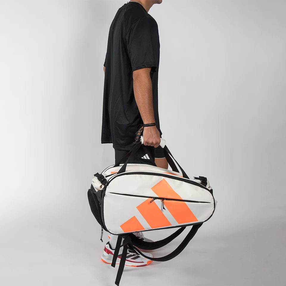 2026 Adidas Multigame Racket Bag Off White - carried by the side handle