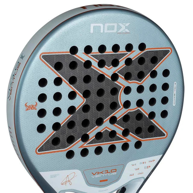2026 Nox VK10 Ventus 12k Control By Aranzazu Osoro padel racket - angled close-up of the hitting face