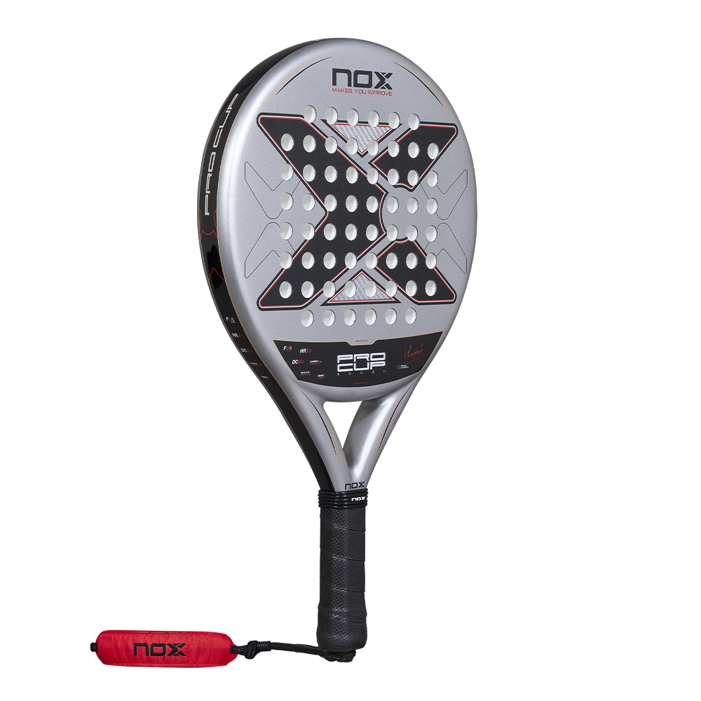 Nox Pro Cup Rough Surface By Miguel Lamperti padel racket - angled view