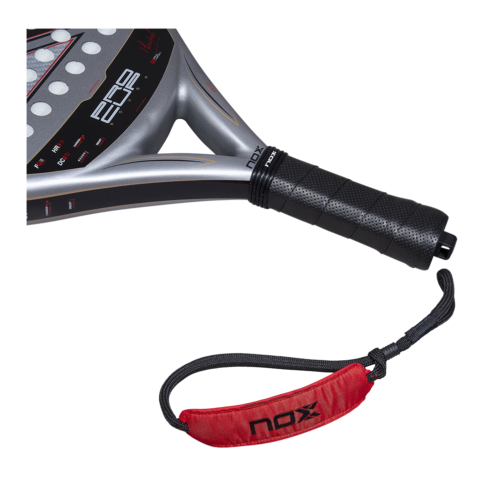 Nox Pro Cup Rough Surface By Miguel Lamperti padel racket - handle, grip and wrist strap detail