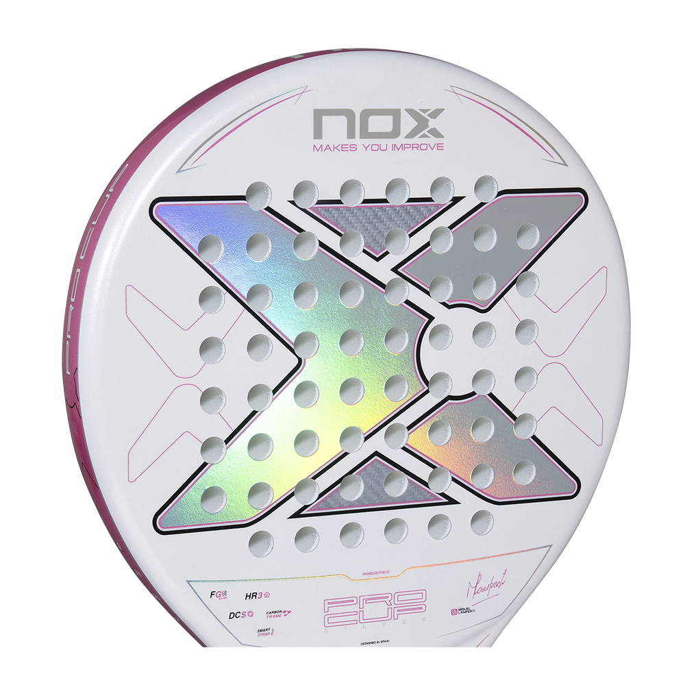 Nox Pro Cup Light (Silver) By Miguel Lamperti padel racket - face detail