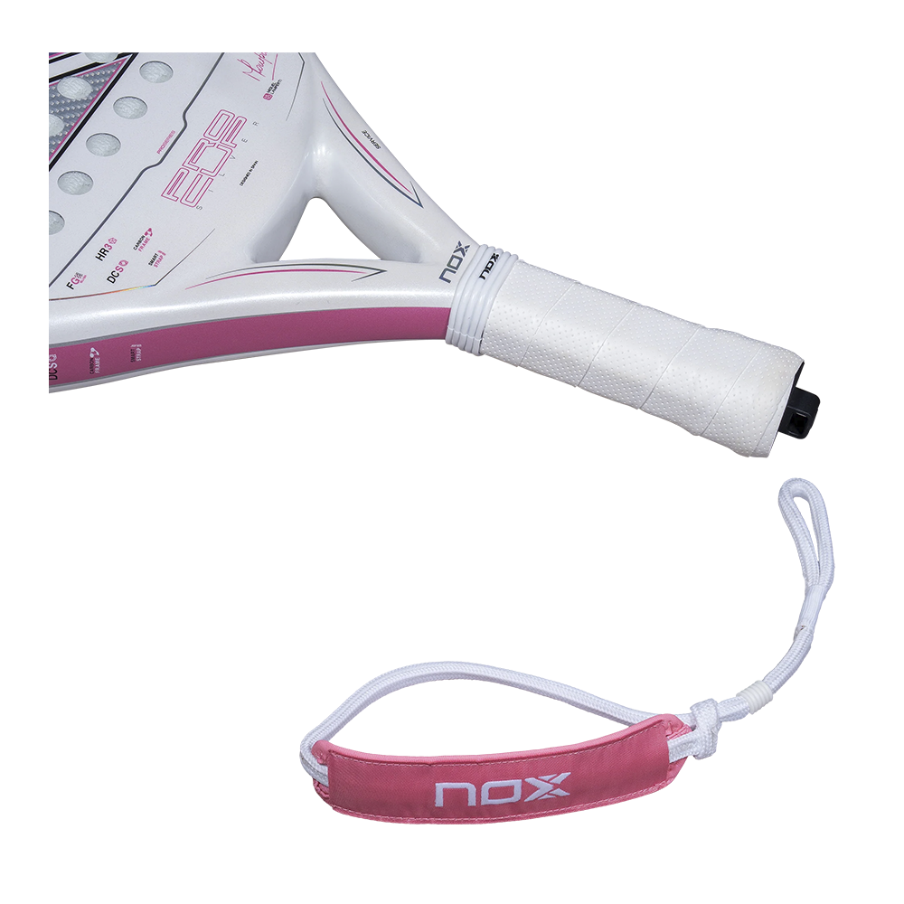 Nox Pro Cup Light (Silver) By Miguel Lamperti padel racket - handle, grip and wrist strap detail