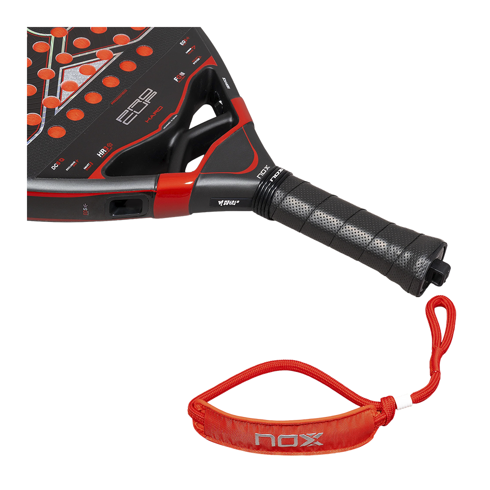 Nox Pro Cup Hard By Agustin Tapia padel racket - handle, grip and wrist strap detail