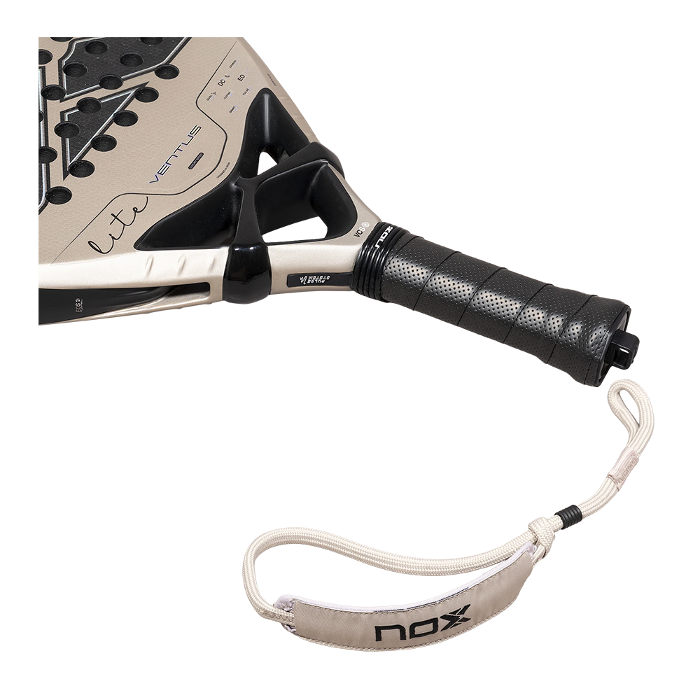 Nox Ventus 12K Hybrid Lite padel racket - handle, grip and wrist strap detail