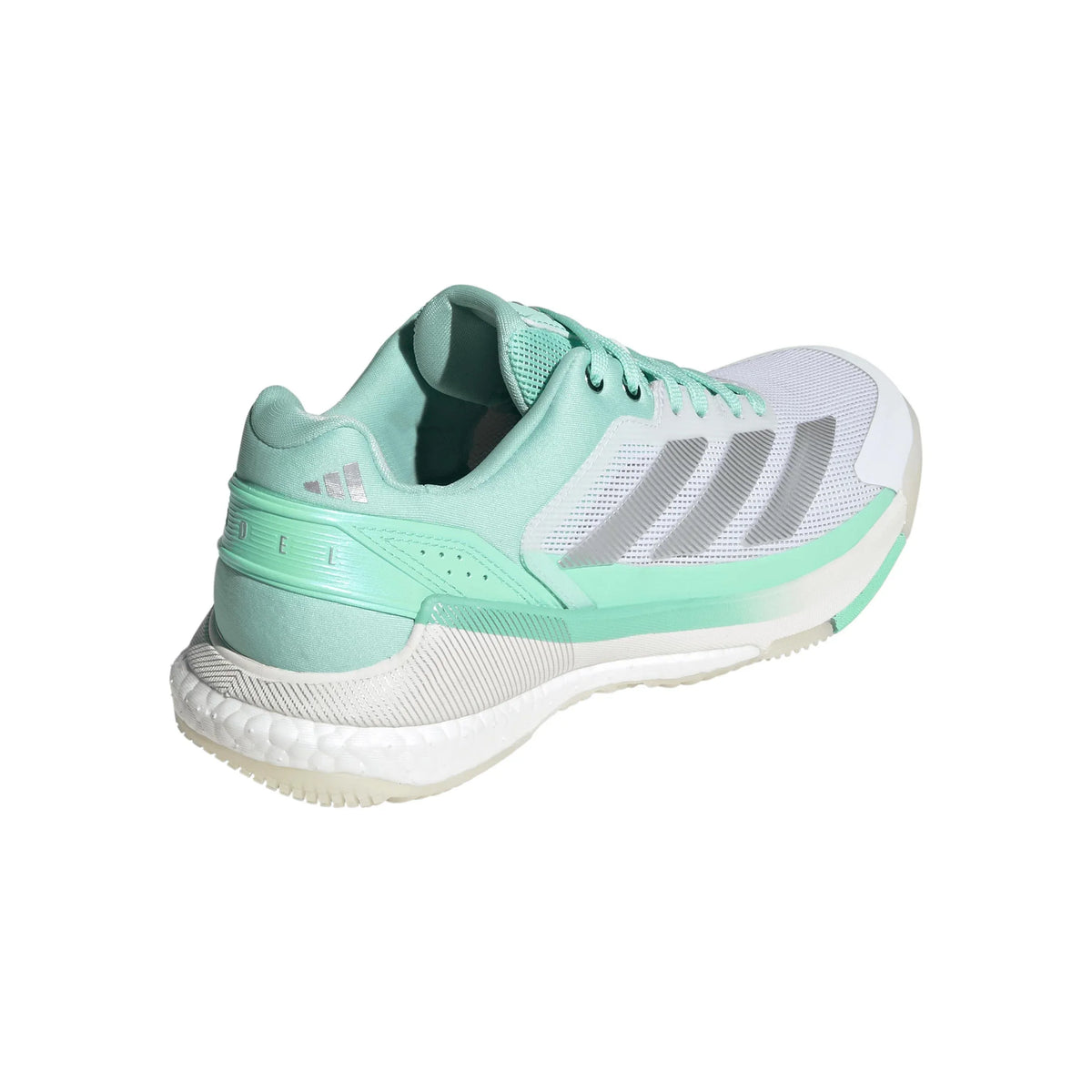 Adidas Crazyquick Boost women's padel shoes (Clear Mint/Silver) - rear three-quarter view