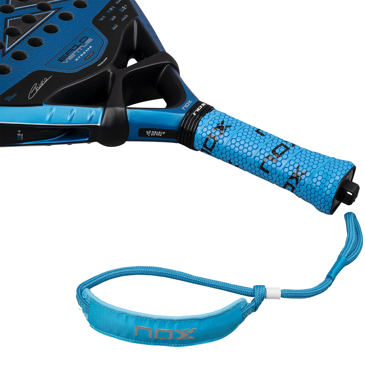 2026 Nox EA10 Ventus Attack 12K Xtrem By Edu Alonso padel racket - close-up of the wrist strap