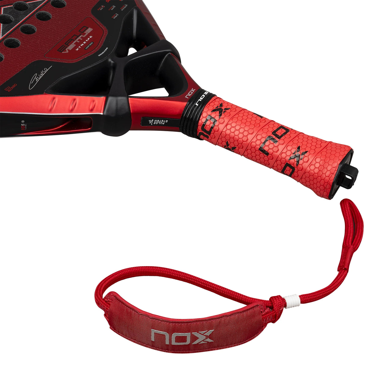 2026 Nox EA10 Ventus Hybrid 12K Xtrem By Edu Alonso padel racket - close-up of the wrist strap