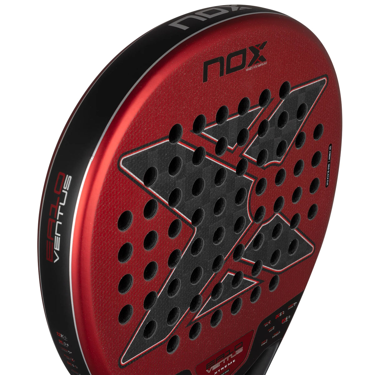 2026 Nox EA10 Ventus Hybrid 12K Xtrem By Edu Alonso padel racket - laid flat showing the face