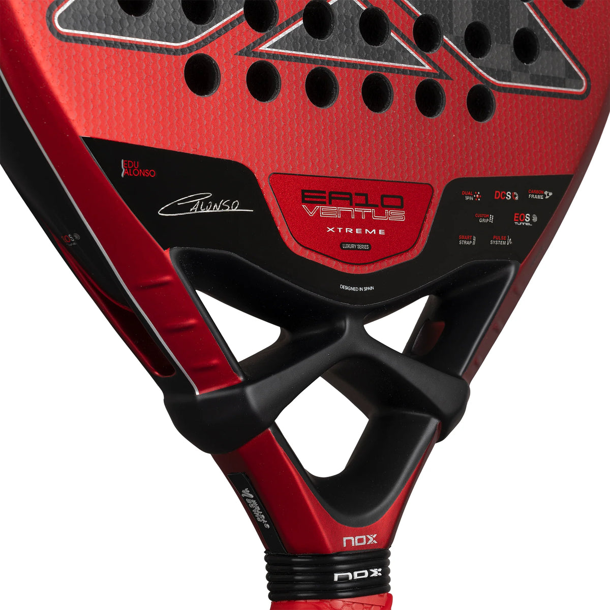 2026 Nox EA10 Ventus Hybrid 12K Xtrem By Edu Alonso padel racket - close-up of the heart bridge