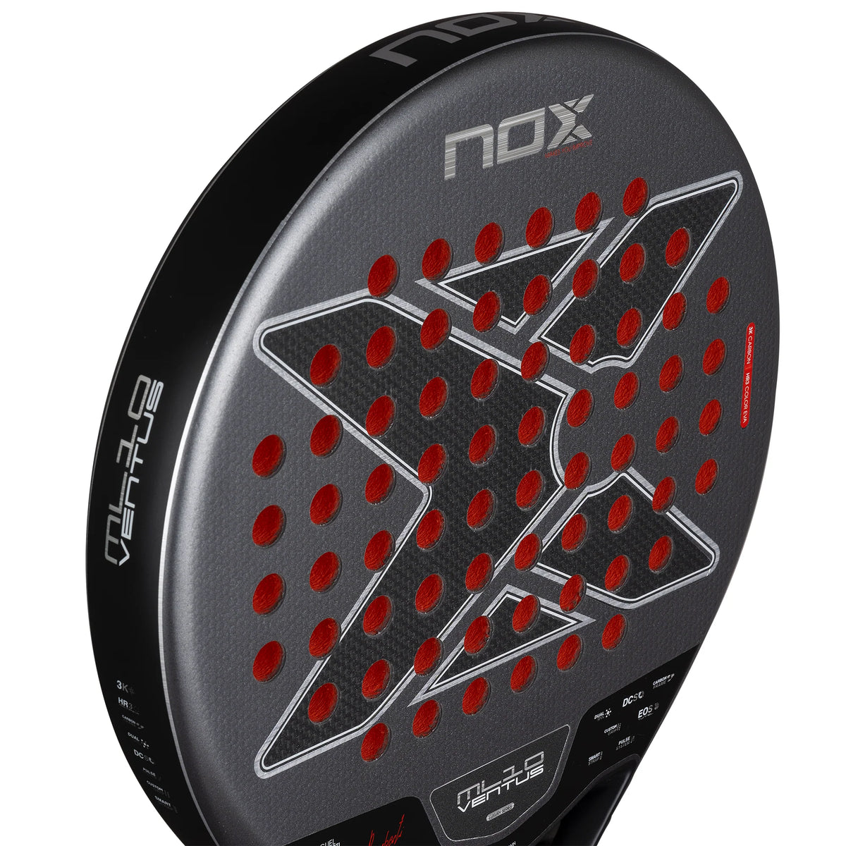 Nox ML10 Ventus Control 3K By Miguel Lamperti padel racket - angled face detail