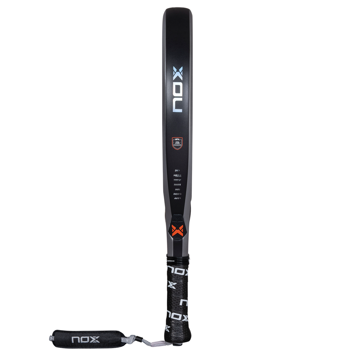 2025 Nox NextGen Pro Hybrid 3K NFA Series padel racket - edge-on profile view