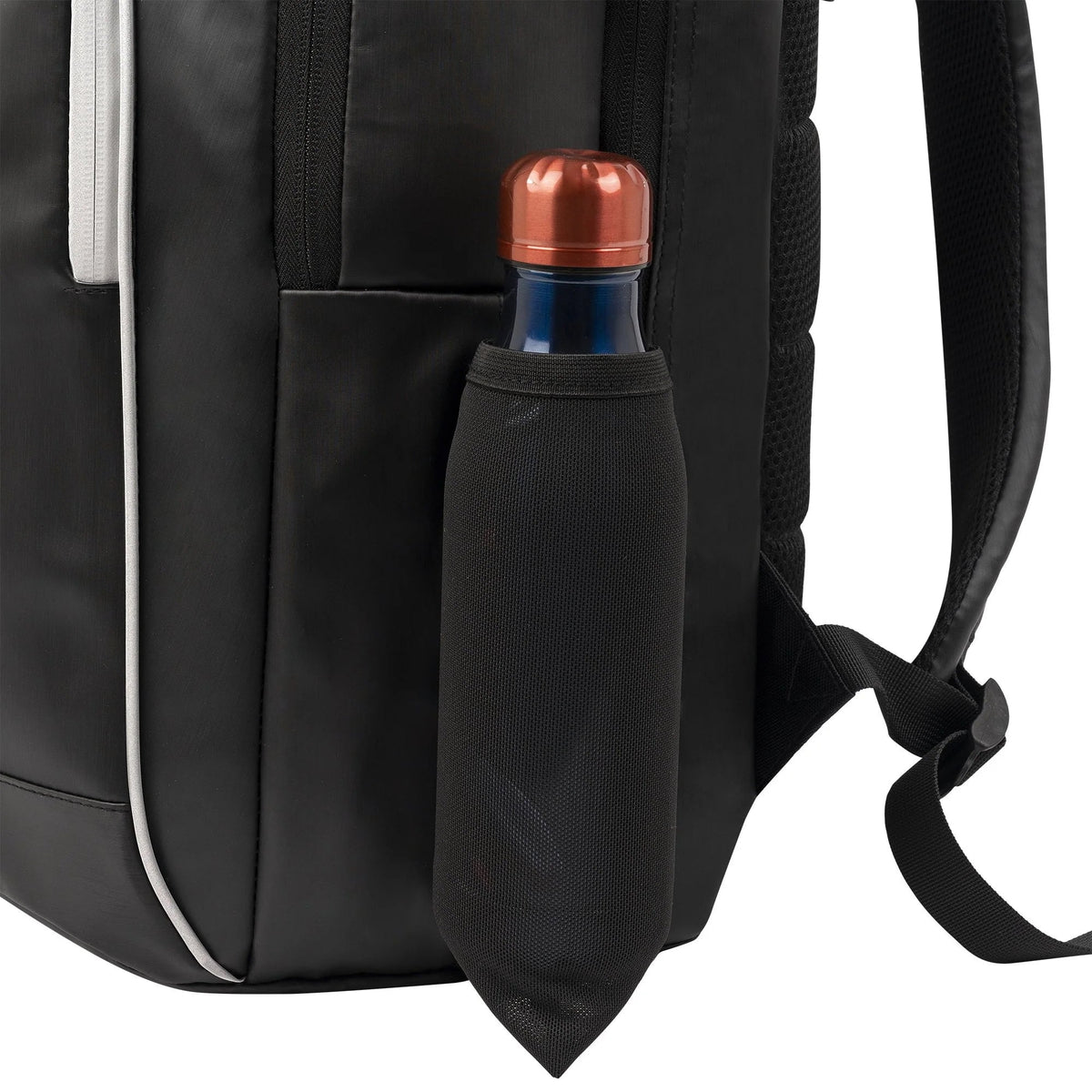 2025 Nox Pro Series Black padel backpack - water bottle holder view