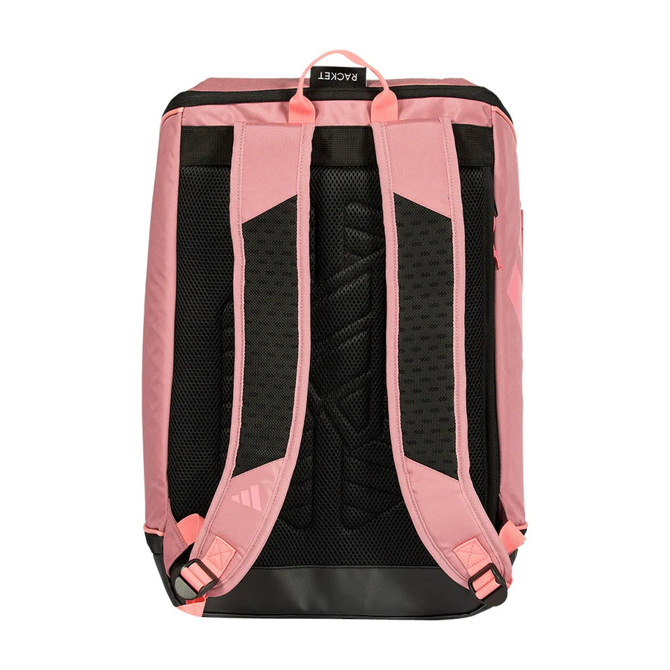 2026 Adidas Protour Backpack Pink - rear view showing the harness