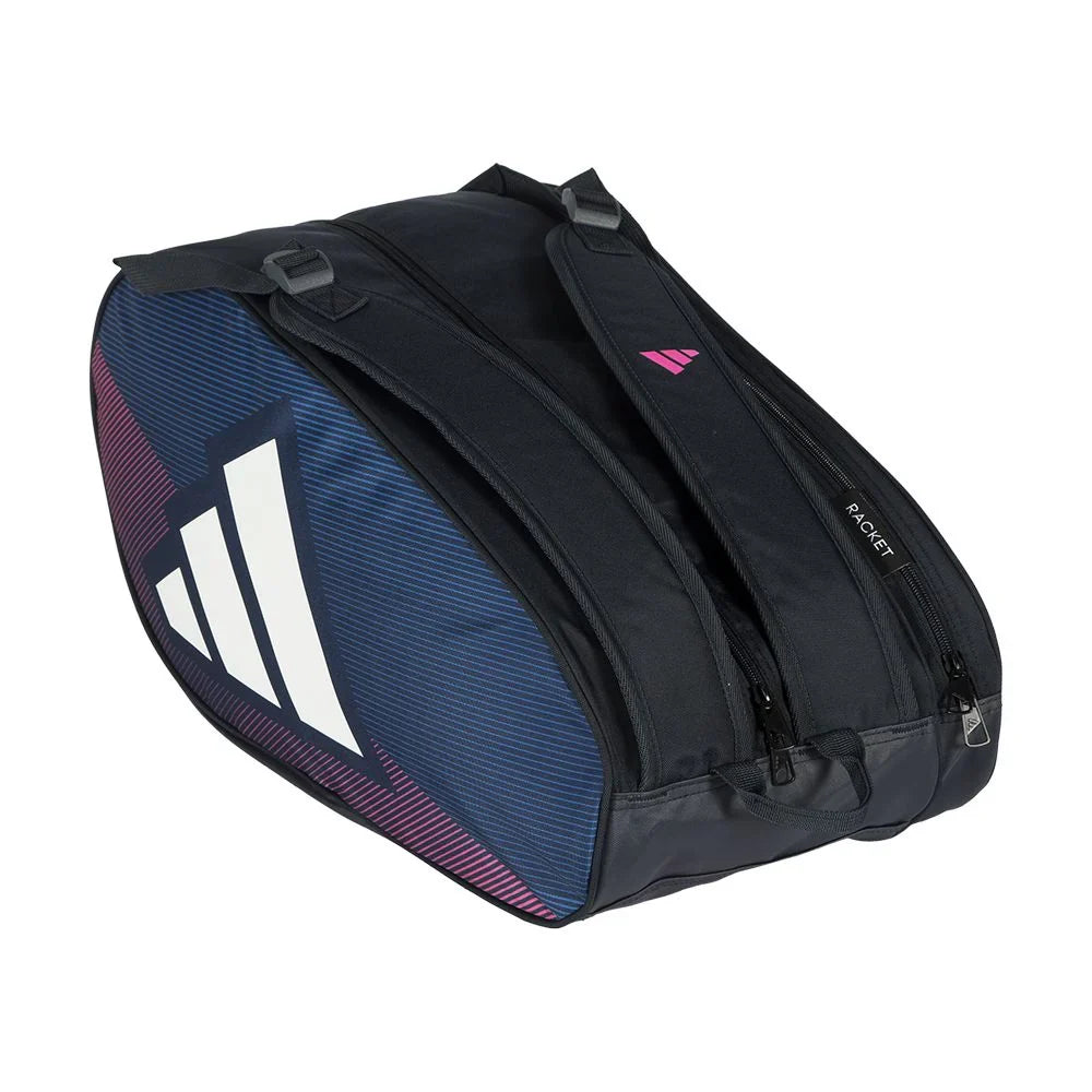 2026 Adidas Racket Bag Control Blue/Pink - angled three-quarter view