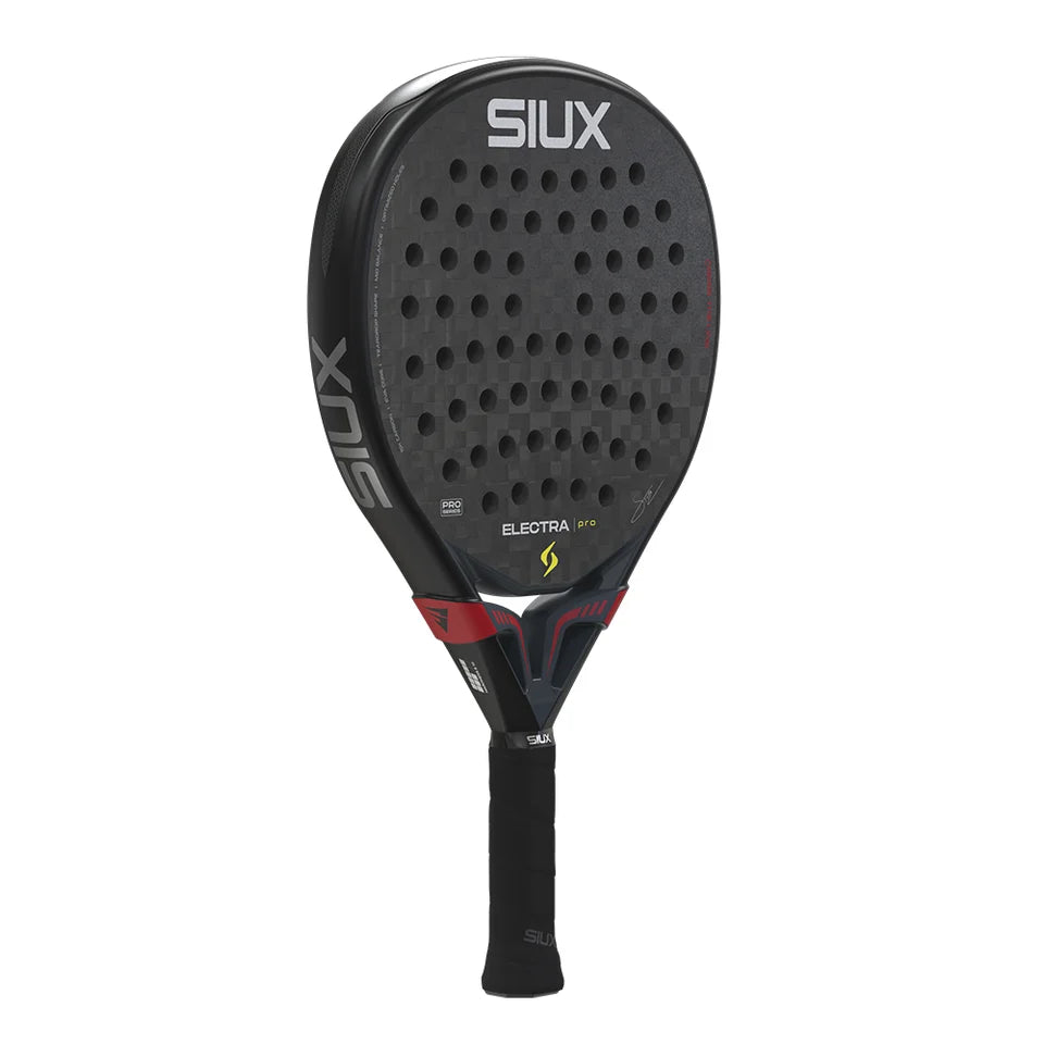 2026 Siux Electra Pro Shadow Red padel racket - angled three-quarter view