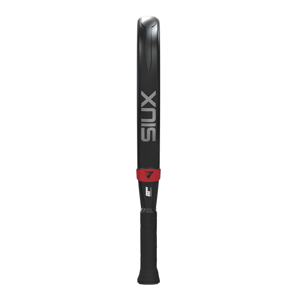 2026 Siux Electra Pro Shadow Red padel racket - edge-on profile view from the opposite side