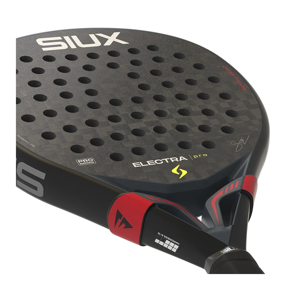 2026 Siux Electra Pro Shadow Red padel racket - laid flat showing the face