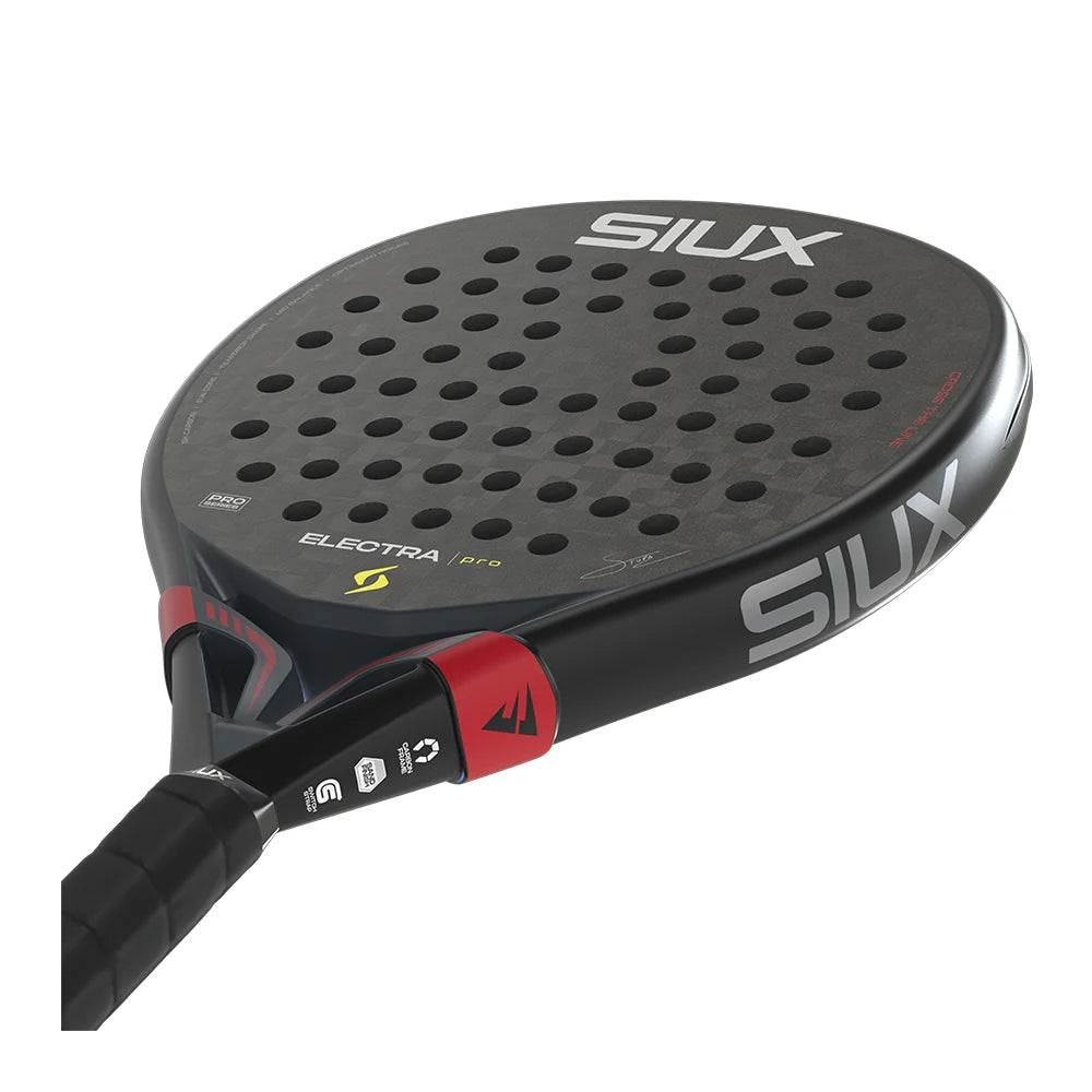 2026 Siux Electra Pro Shadow Red padel racket - laid flat showing the frame top