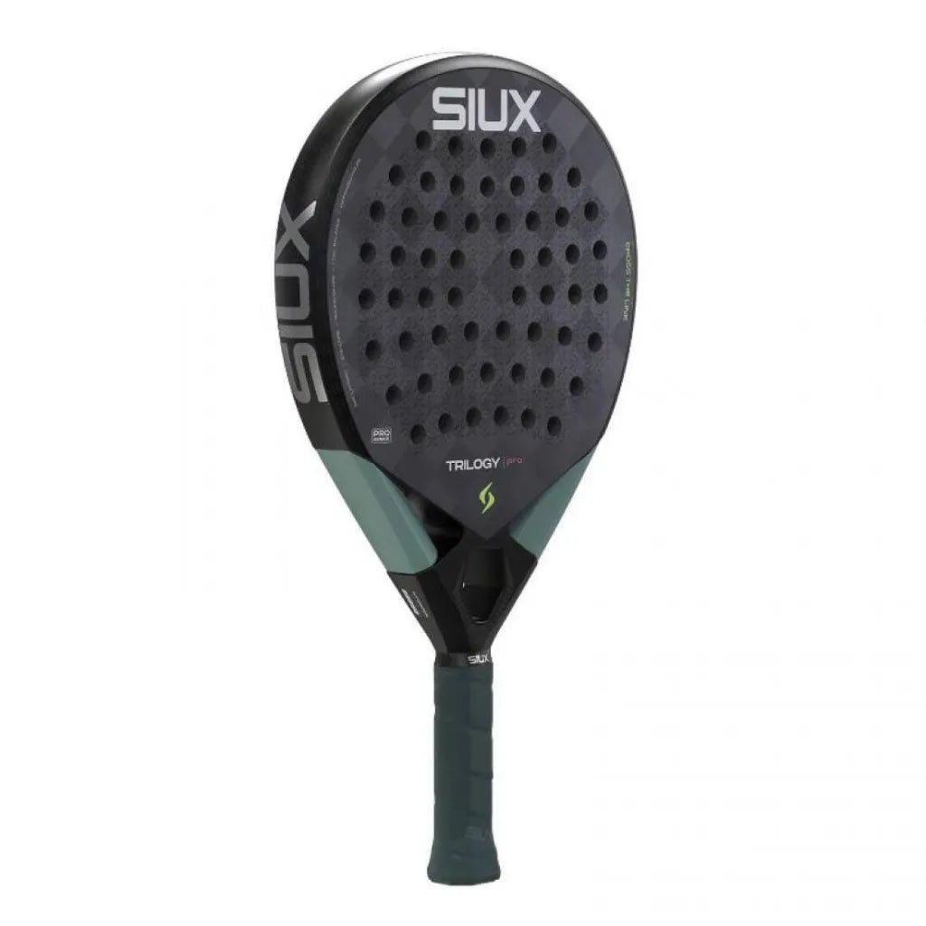 Siux Trilogy Pro Noir Fog padel racket - angled view