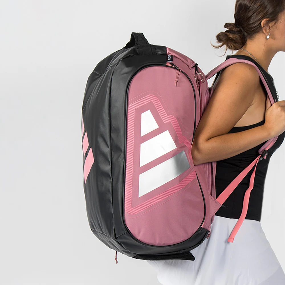 2026 Adidas Racket Bag Protour Pink - worn on the back by a player