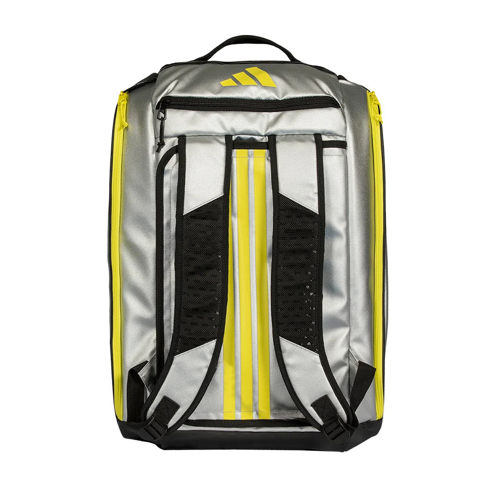 2026 Adidas Racket Bag Tour Silver - rear view showing the harness