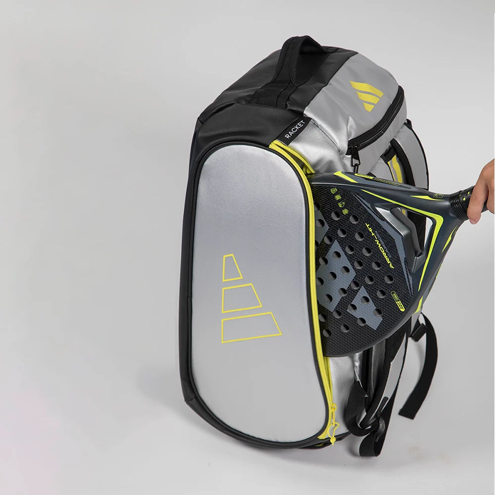 2026 Adidas Racket Bag Tour Silver - rear view in use