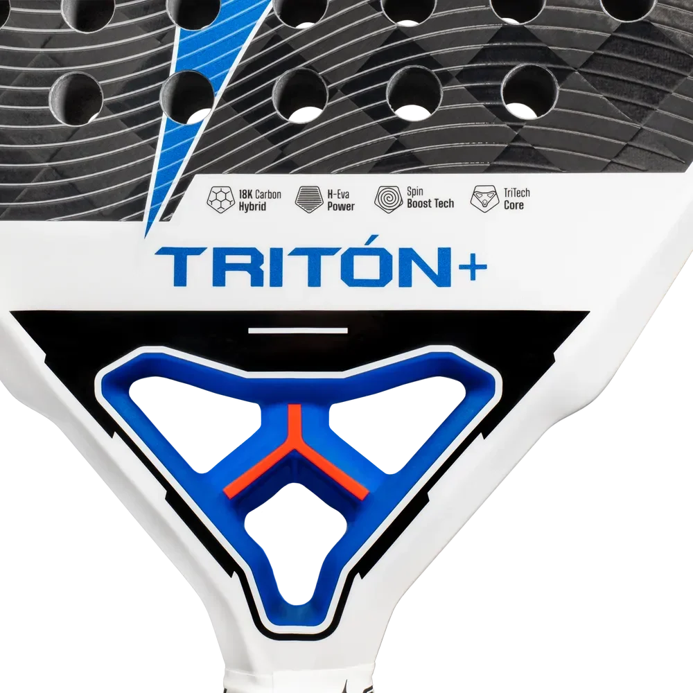 StarVie Triton Power + padel racket - face, throat bridge and specifications detail
