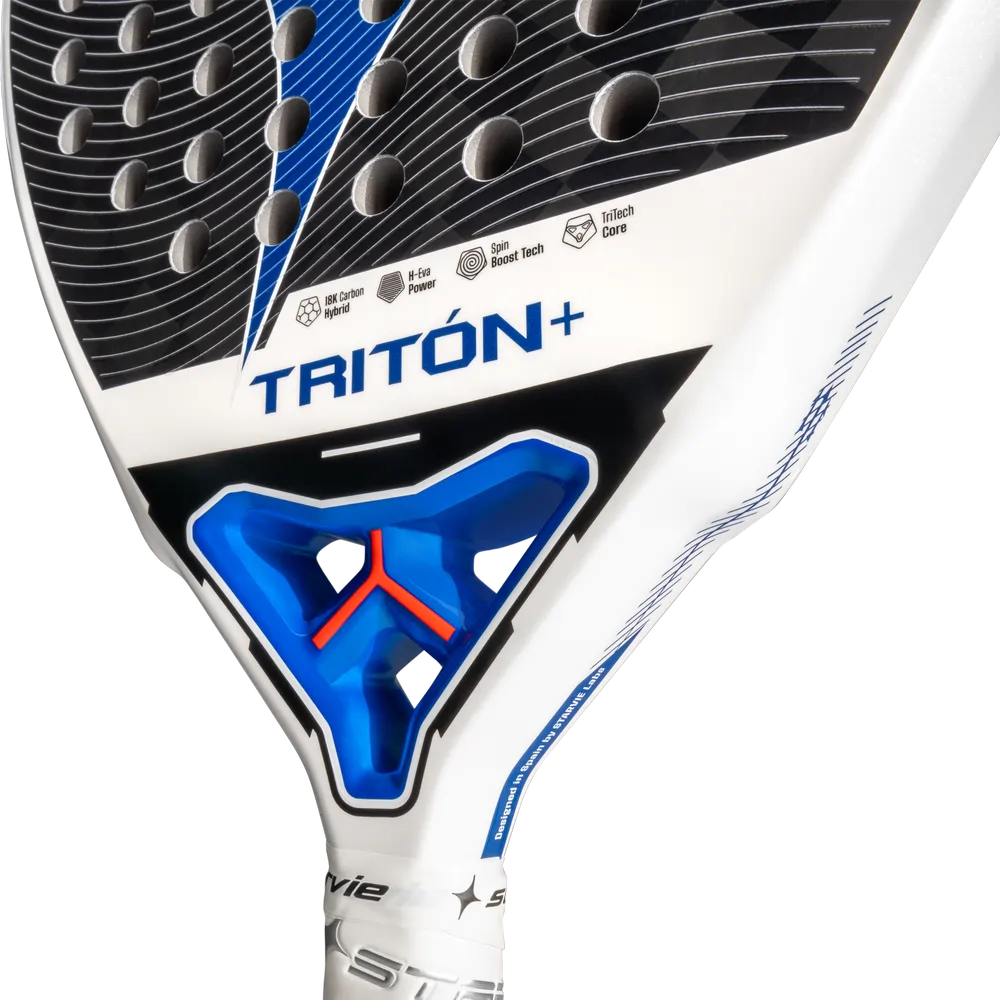 StarVie Triton Power + padel racket - textured playing-surface and tech detail