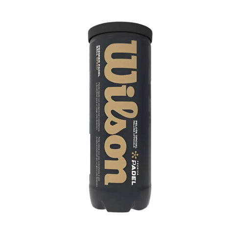 Wilson Premier Padel Ball - black tube of three balls with the Wilson logo
