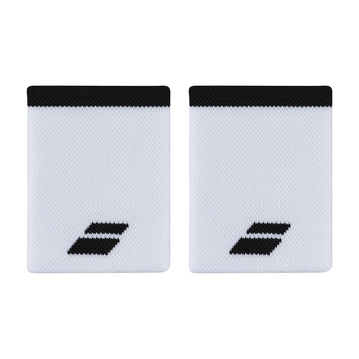 Babolat Logo Jumbo wristband in white with a black Babolat logo
