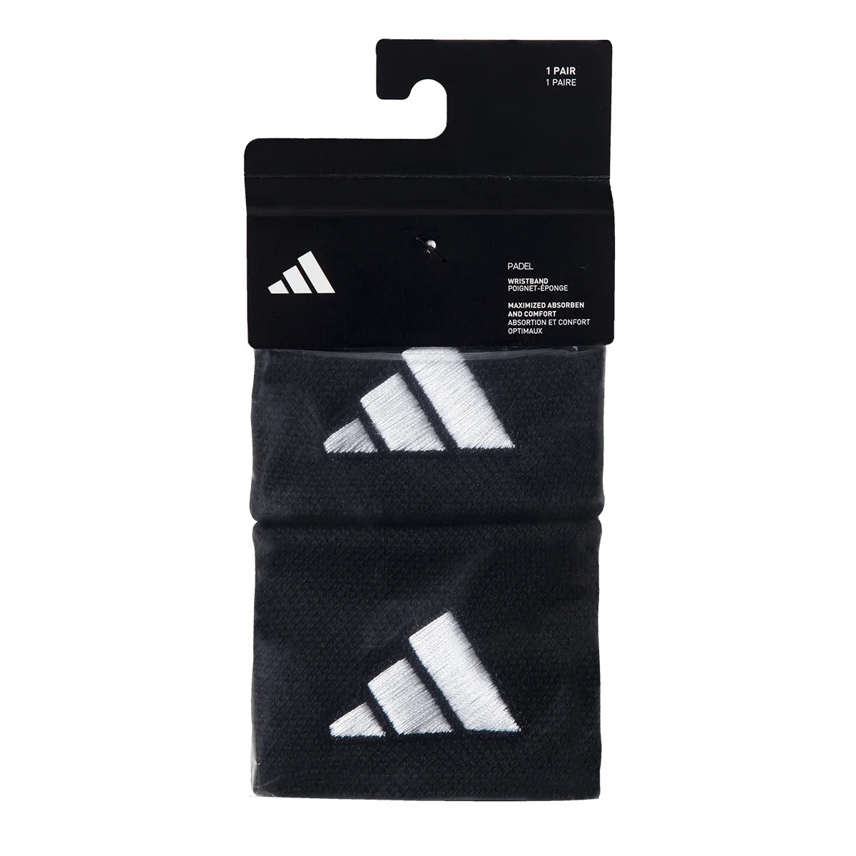 Adidas White Wristband - black pair in retail packaging