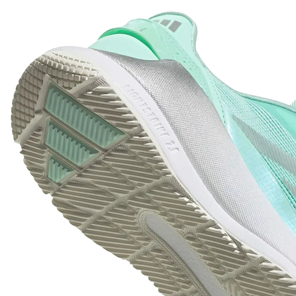 Adidas Crazyquick LS women's padel shoes (Clear Mint/Silver) - close-up of the heel and Lightstrike 2.0 midsole