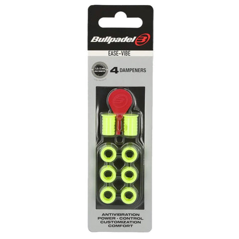 Bullpadel Ease Vibe vibration dampeners in yellow for a padel racket