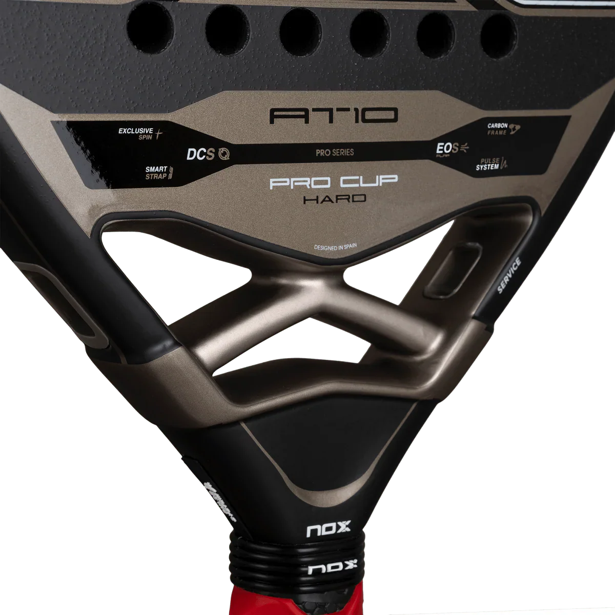 2026 Nox AT10 Pro Cup Hard By Agustin Tapia padel racket - close-up of the heart bridge